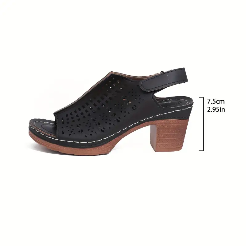 Women's Elegant Fashion Hollow Out Chunky Heels Sandals