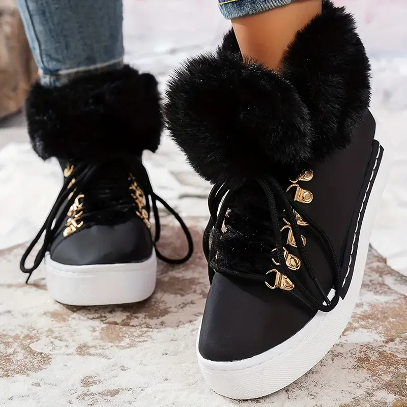Women's Stylish Thickened Warm Wedge Shoes Ankle Boots