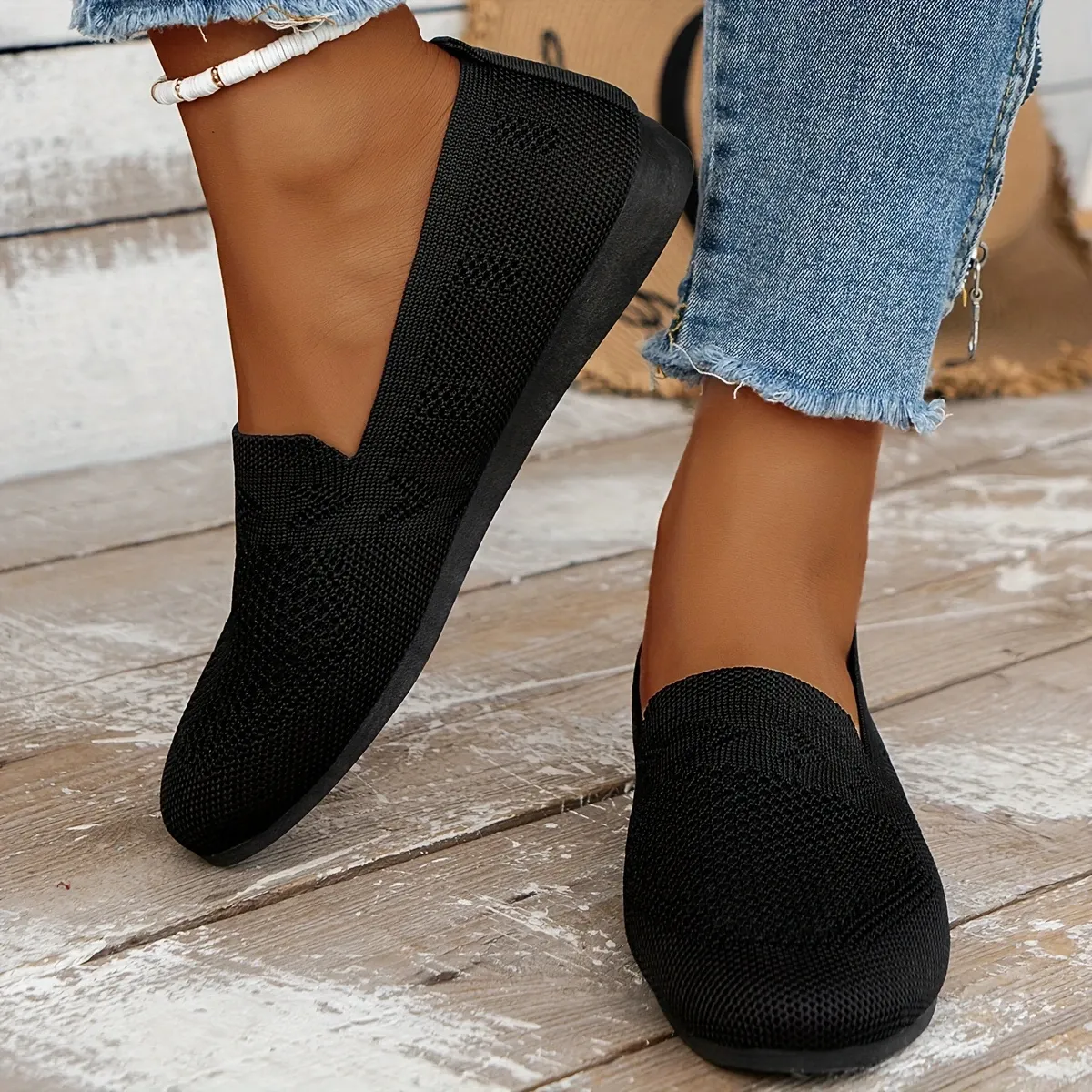 Women's Breathable Mesh Slip-On Shoes Daily Walking Footwear