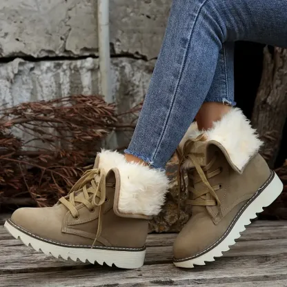 Women's Fold Over Non-slip Waterproof Warm Snow Boots