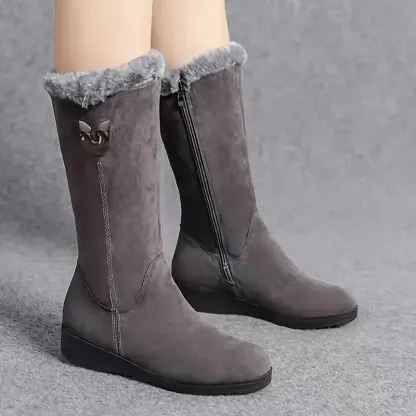 Women's Cozy Fleece-Lined Non-Slip Snow Boots with Side Zipper Closure