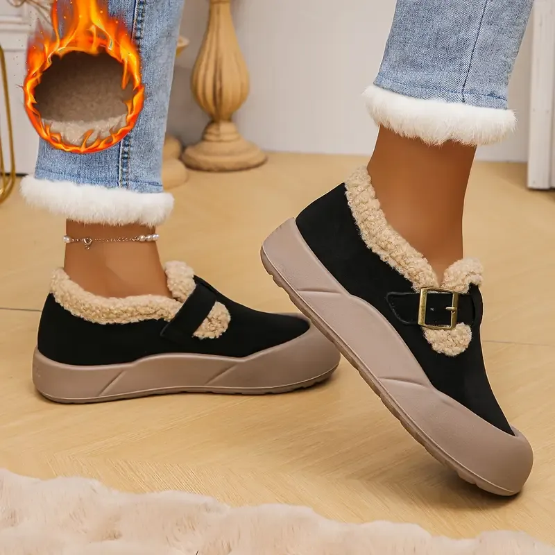 Women's Fleece-Lined Interior Non-Slip Indoor/Outdoor Slip-On Shoes Winter Boots