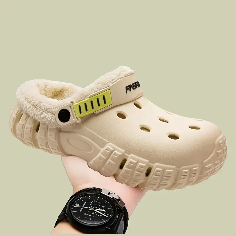 Men and Women Winter Removable Fleece-Lined Non-Slip Slip-On Slippers for Snow & Cold Weather