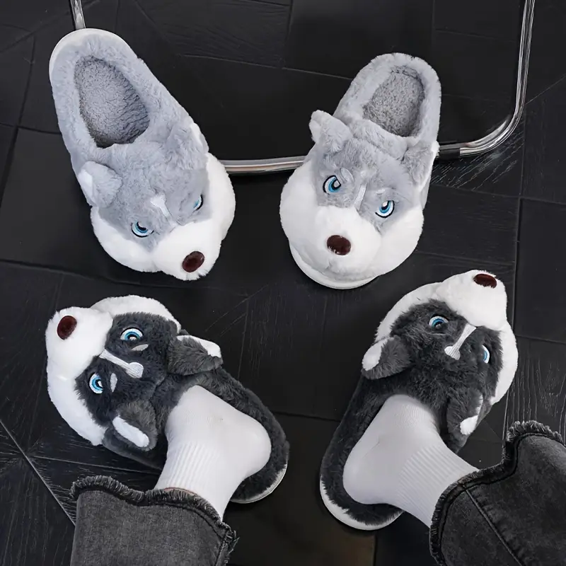 Warm & Cozy Husky-Shaped Plush Slippers Indoor/Outdoor Wear for Men & Women