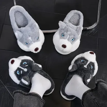 Warm & Cozy Husky-Shaped Plush Slippers Indoor/Outdoor Wear for Men & Women