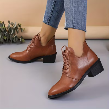 Women's Fashion Versatile British Style Leather Ankle Boots