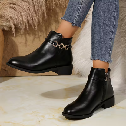 Women's Stylish & Versatile New Metal Buckle Ankle Boots