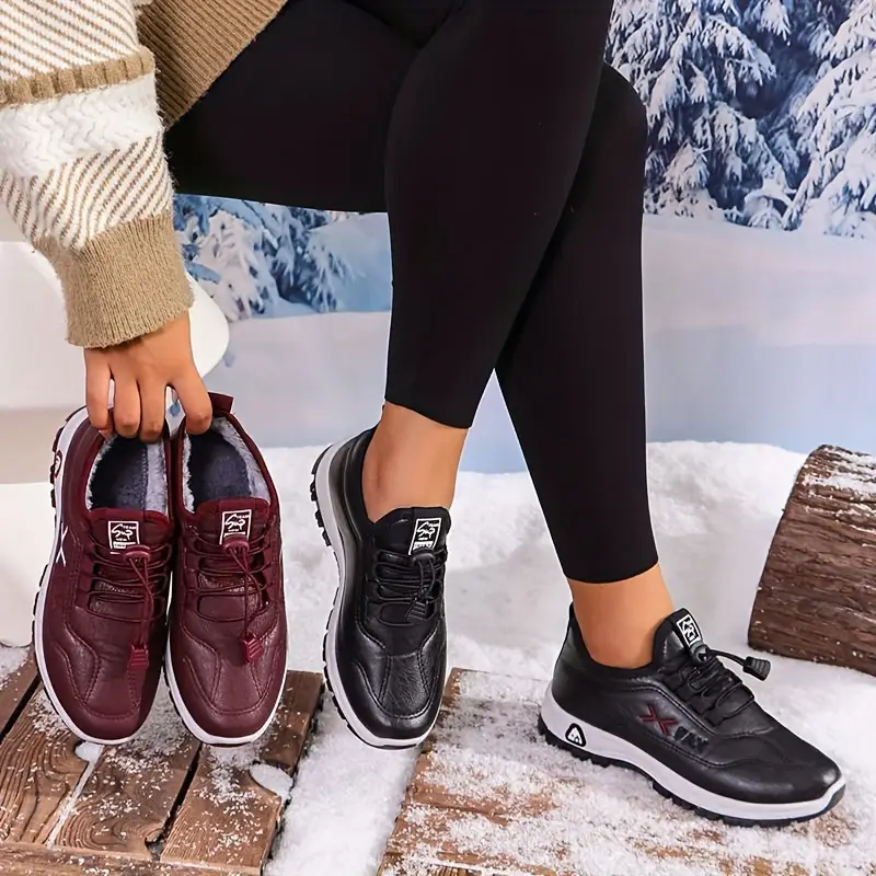 Women's Cozy Water-Resistant Non-Slip Snow Sneakers for Cold Weather Outings