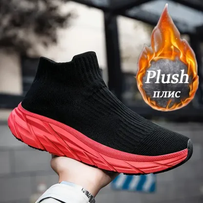 Men's and Women's Warm Plush Lining Slip-On Sneakers Chunky Shoes