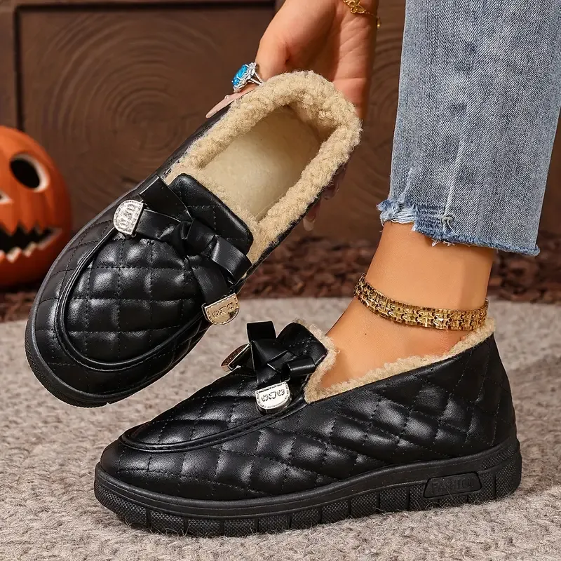 Women's Thermal Waterproof & Slip-Resistant Slip-On Winter Loafers Versatile Shoes for Jeans/Casual/Professional