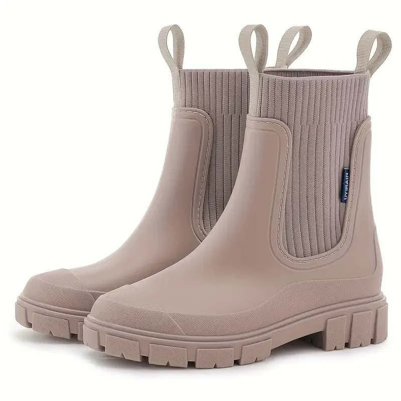 Women's Comfortable and Slip-Resistant Chelsea Rain Boots Versatile Outdoor Footwear