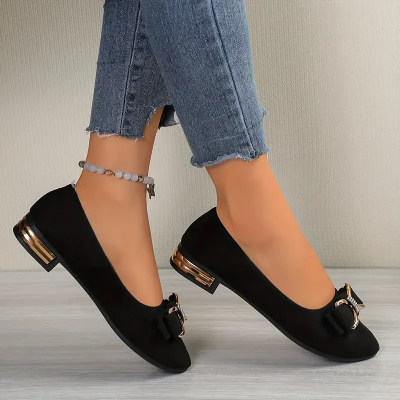 Women's Bow-Accented Lightweight & Versatile Elastic Fit Slip-On Loafers