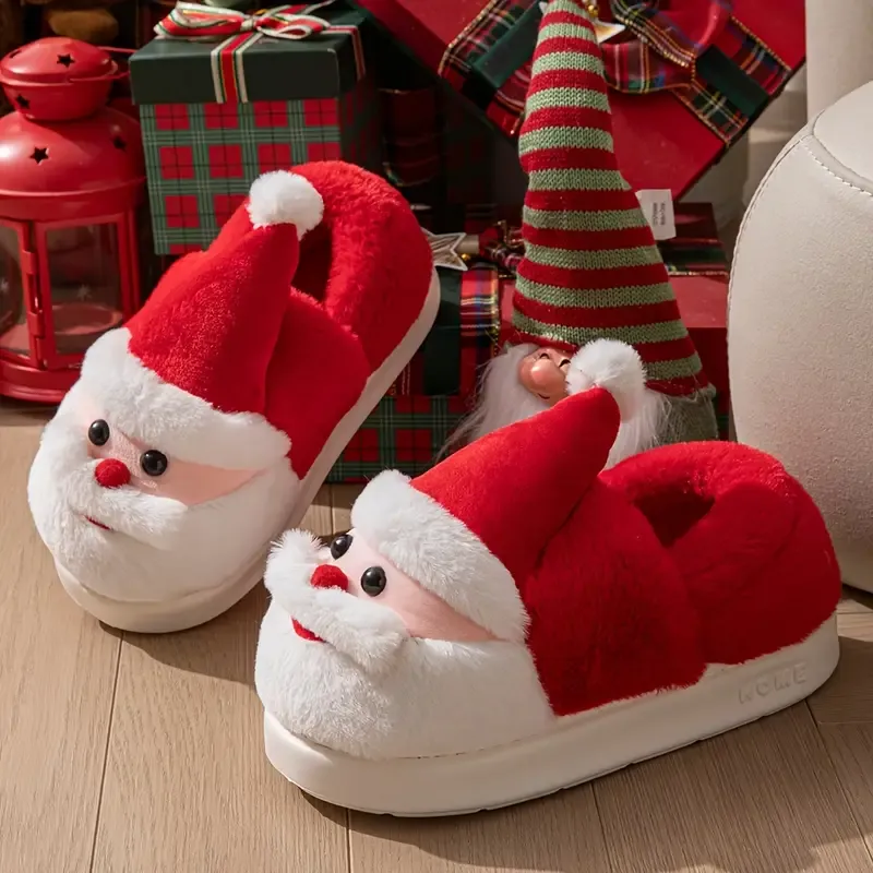 Women's Warm & Cozy Festive Santa Slippers