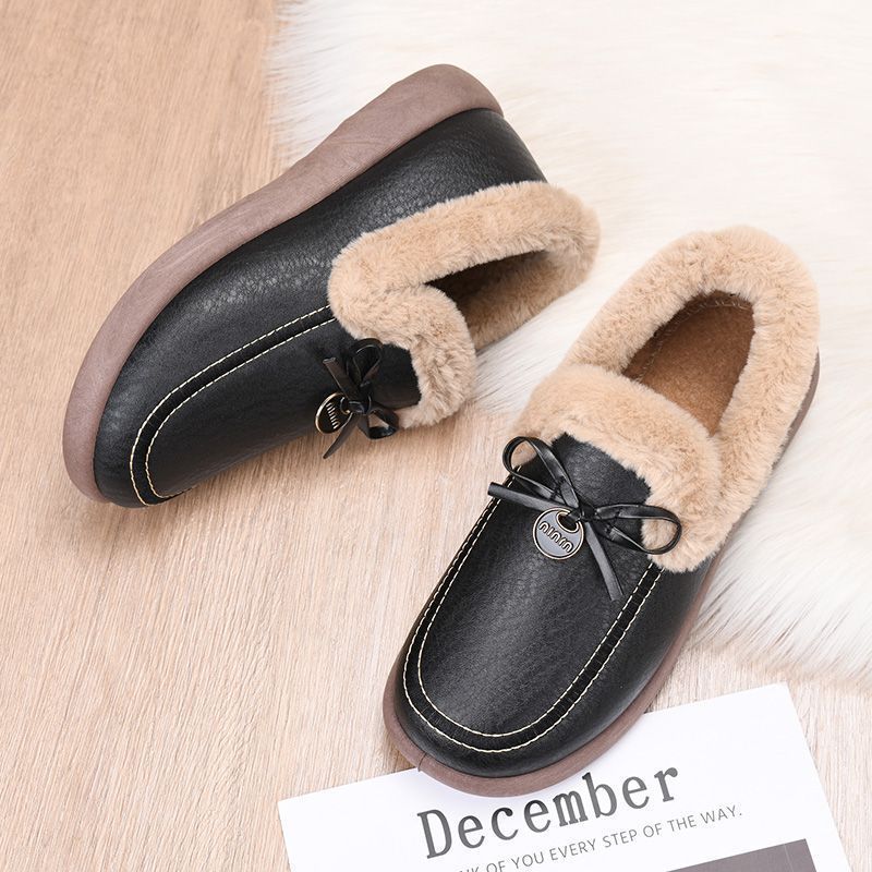 Women's Warm & Waterproof Leather Slip-on Shoes for Winter