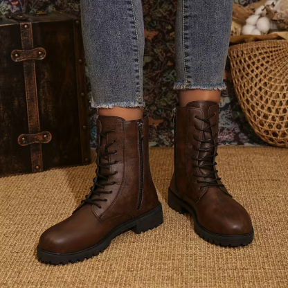 Women's Western Punk Style Leather Mid-Calf Boots Cowgirl Boots Allseason Footwear