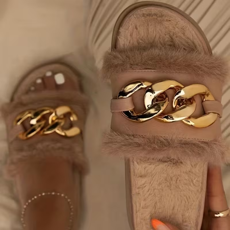 Women's Cozy Plush Open-Toe Thick-Soled Winter House Slippers