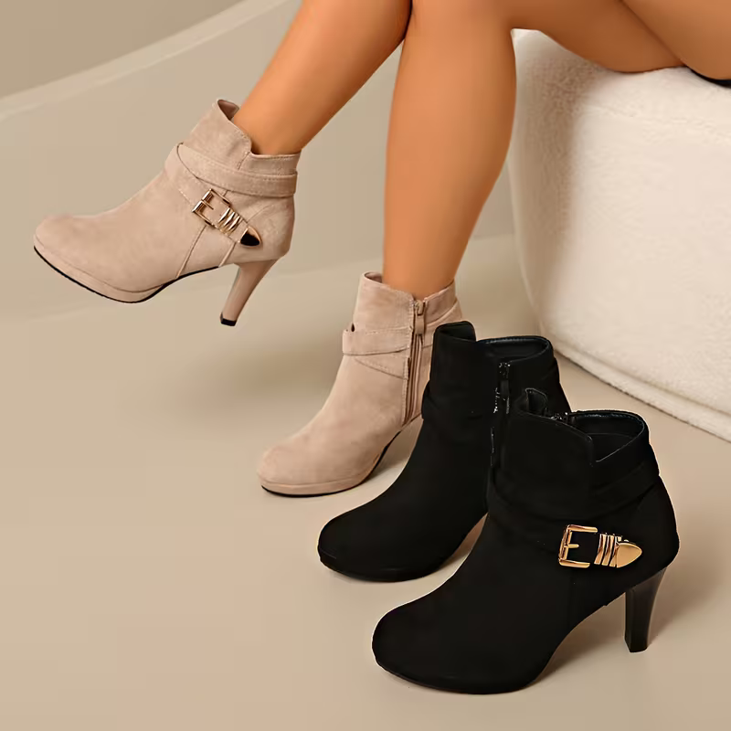 Women's High Quality Side Zipper High-Heeled Ankle Boots