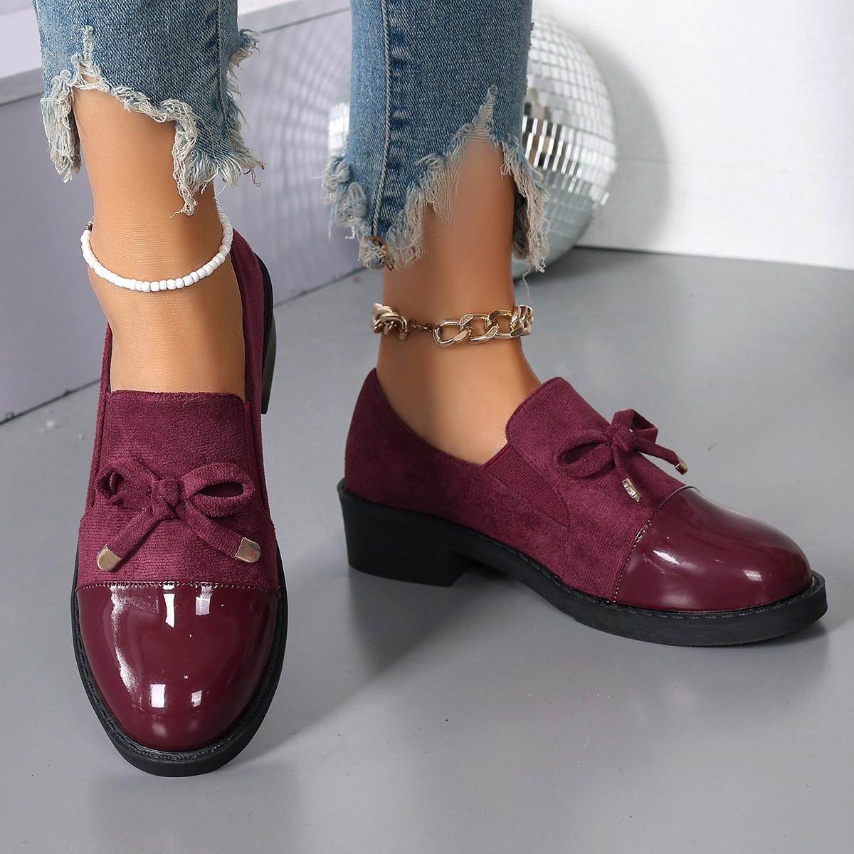 Women's Bow Elastic Casual Thick-soled Loafers