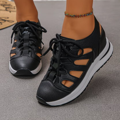 Women's Fashion Hollow-Out Invisible Height Increase Thick Platform Wedge Heel Soprts Sandals