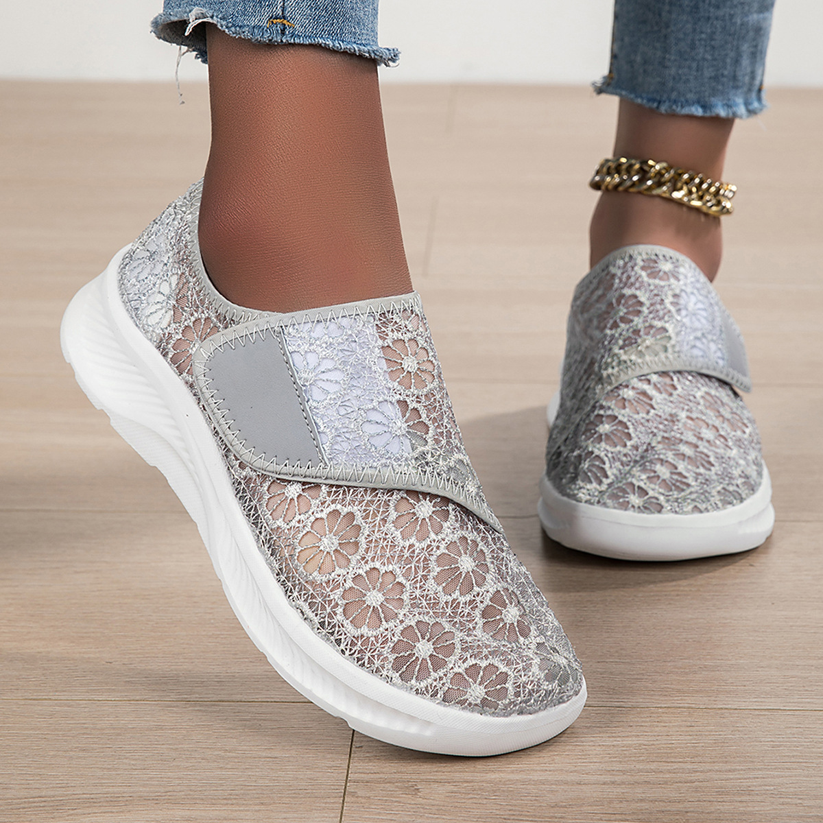 Women's Breathable, Adjustable-width Lace-up Orthotic Sneakers for Wide/Swollen Feet