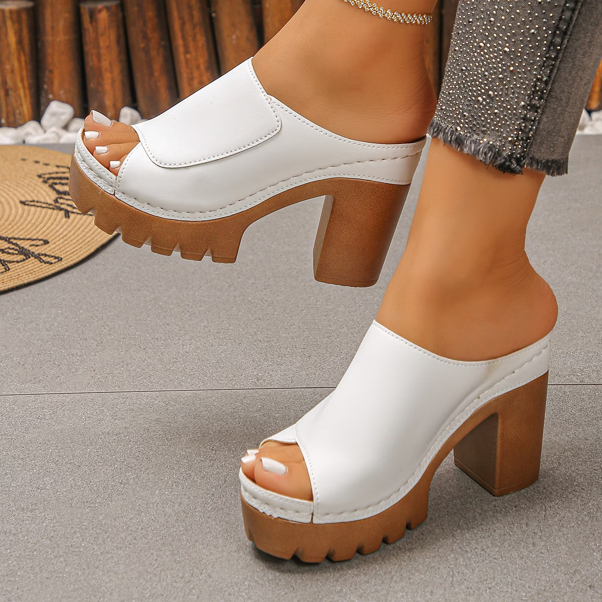 Women's Trendy Platform Chunky-Heeled Open-Toe Sandals