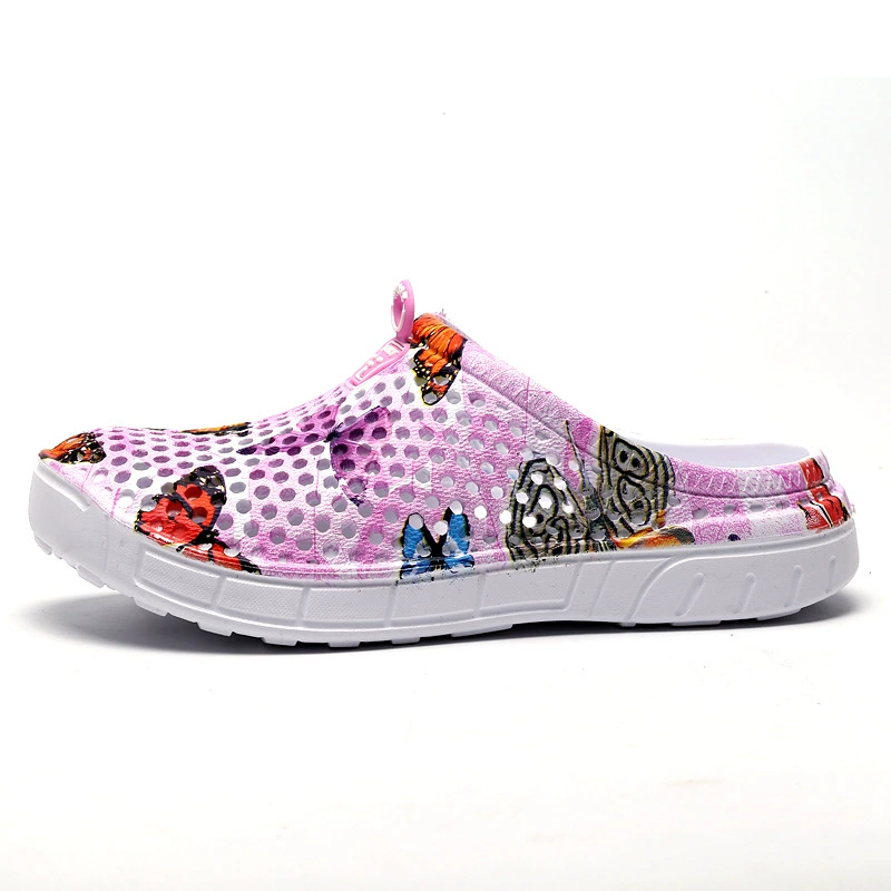 Women's Lightweight & Breathable Butterfly Print Hollow Out Clogs Sandals for Beach, Garden & Casual Wear