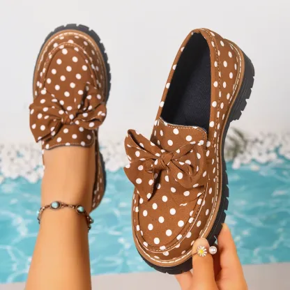Women's Vintage Polka Dot Bow Platform Loafers