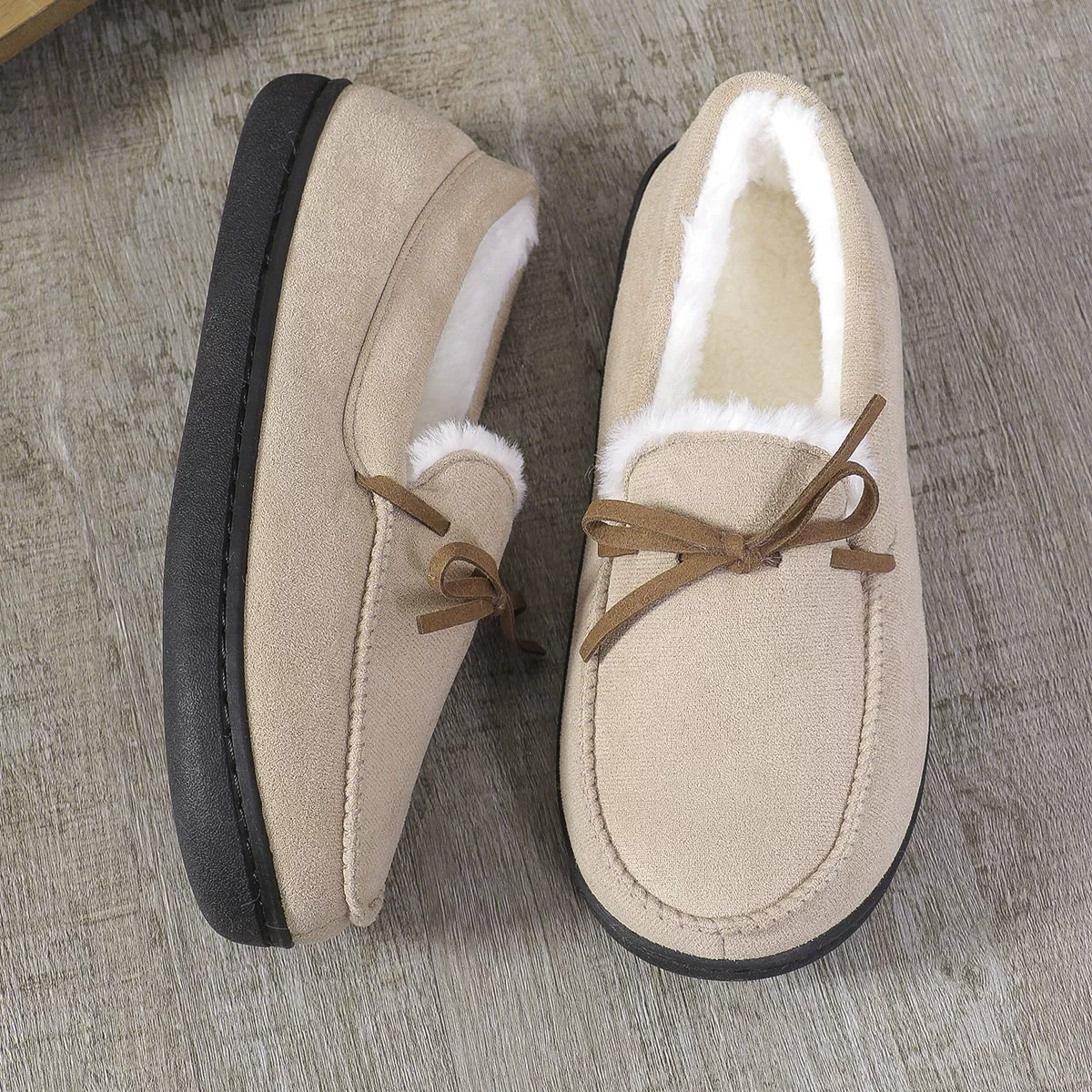 Women's Warm Fleece Moccasin Slippers Bow Detail Indoor/Outdoor Shoes