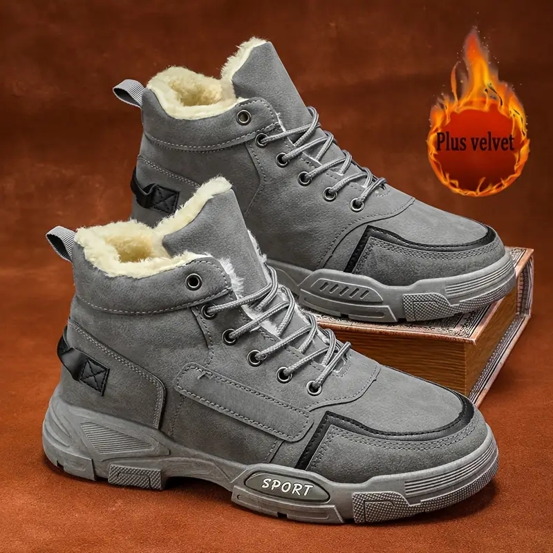 Men's Thermal Insulated Cushioned Insole & Non-Slip Winter Snow Boots for Outdoor Hiking, Casual & Daily Wear