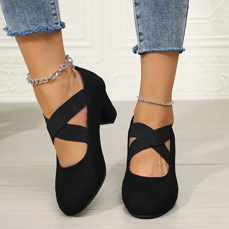 Women's Cross Strap Casual High Heels