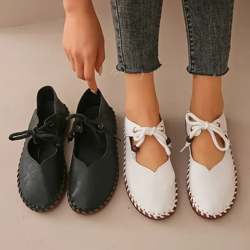  Women's Elegant Comfortable Lace-Up Versatile Shoes Nurse Work Flats