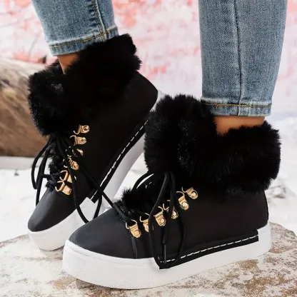 Women's Stylish Thickened Warm Wedge Shoes Ankle Boots