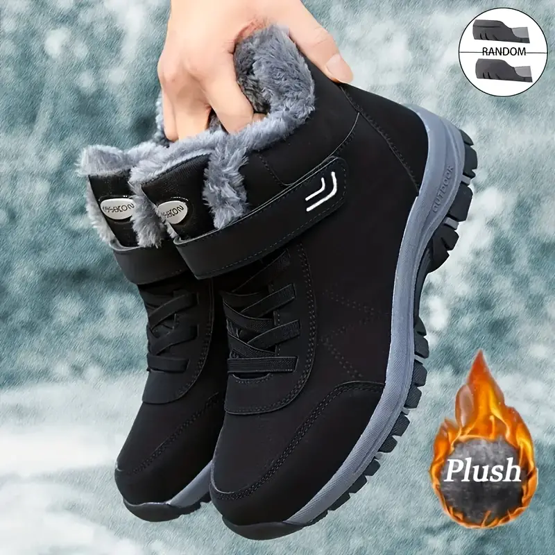 Women's Plush Lined Non-slip Warm Winter Snow Boots Outdoor Hiking Shoes