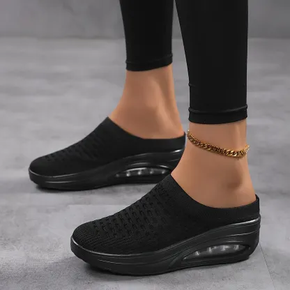Women's Breathable & Comfortable Mule Sneakers Slip On Platform Shoes
