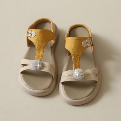 Women's Fashion Rhinestone Hollow Sandals Slip-On Flat Sandals