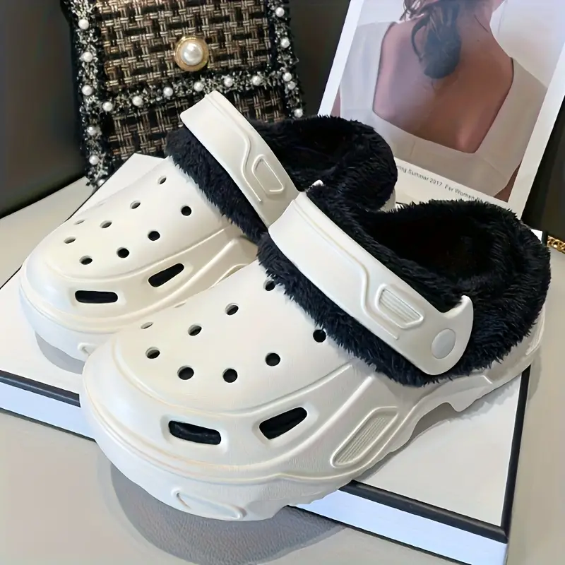 Women's Fuzzy Thermal Lined Platform Non-slip Home Slippers Winter Plush Cozy Shoes