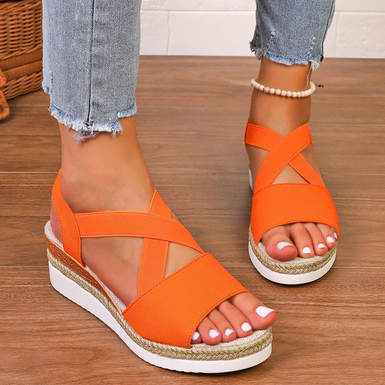 Women's Classic Crisscross Elastic Wedge Sandals