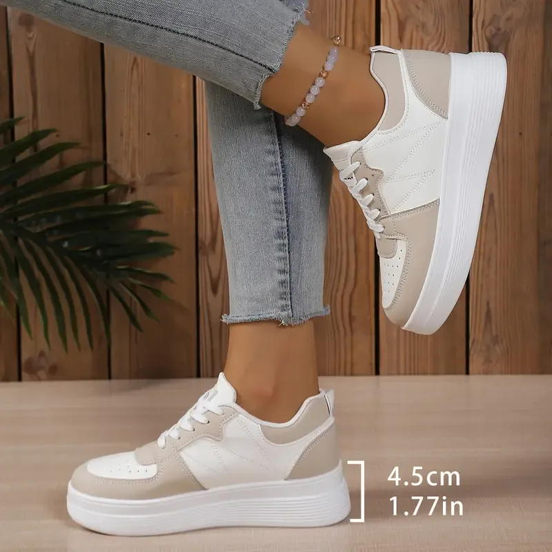 Women's Comfort Versatile White Low-Top Lace-Up Sneakers Casual Chic Footwear