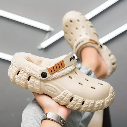 Men and Women Winter Removable Fleece-Lined Non-Slip Slip-On Slippers for Snow & Cold Weather