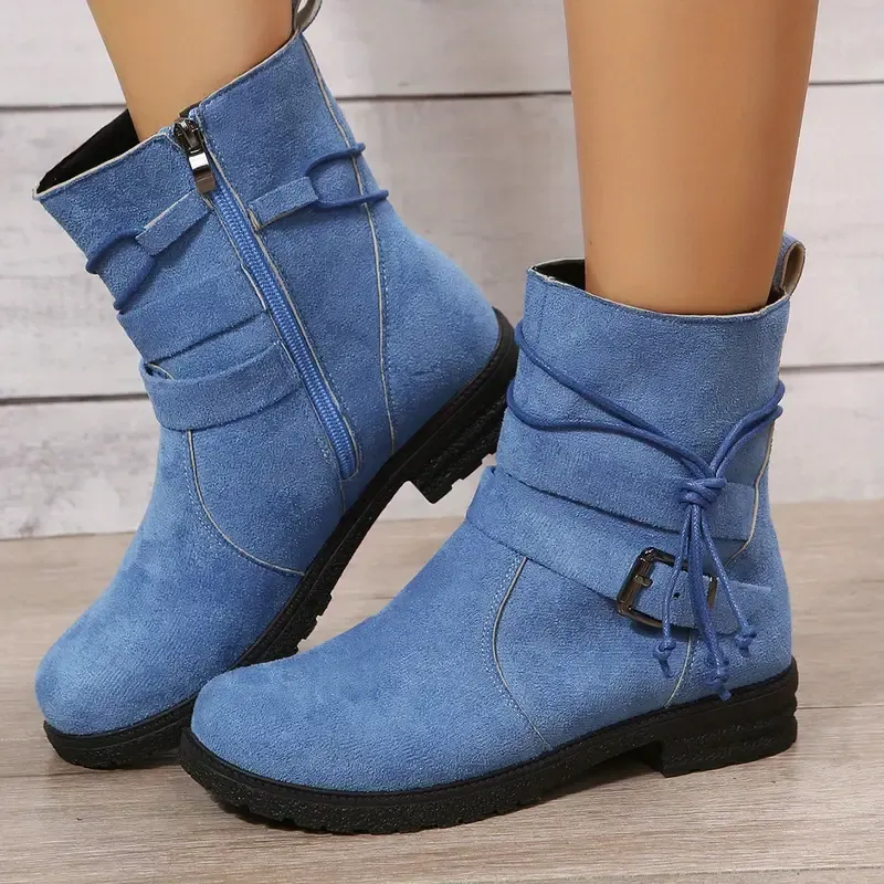 Women's Elegant Comfortable Waterproof Leather Mid-Calf Boots