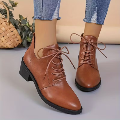 Women's Fashion Versatile British Style Leather Ankle Boots