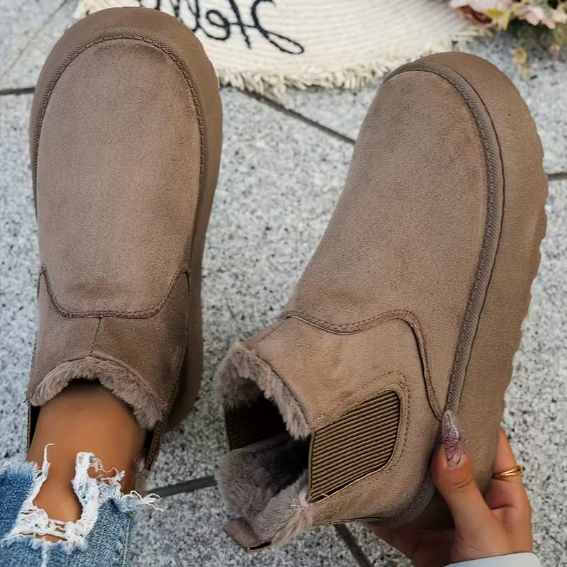 Women's Plus Size Warm Fleece-Lined Thick Sole Anti-Slip Ankle Boots