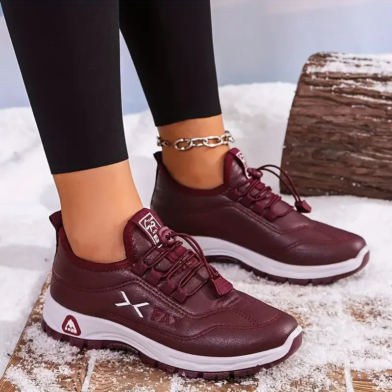 Women's Cozy Water-Resistant Non-Slip Snow Sneakers for Cold Weather Outings