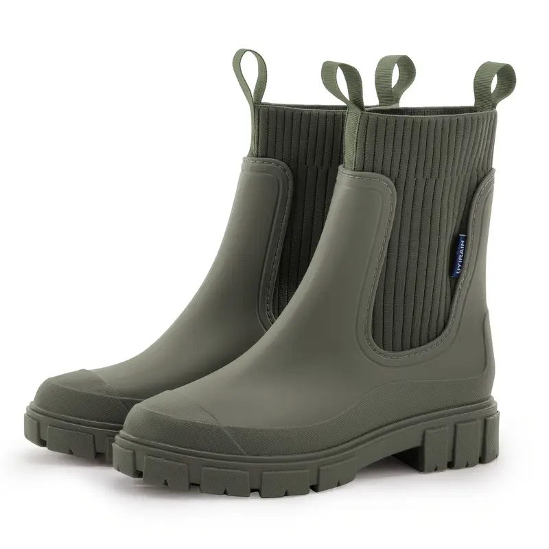 Women's Comfortable and Slip-Resistant Chelsea Rain Boots Versatile Outdoor Footwear