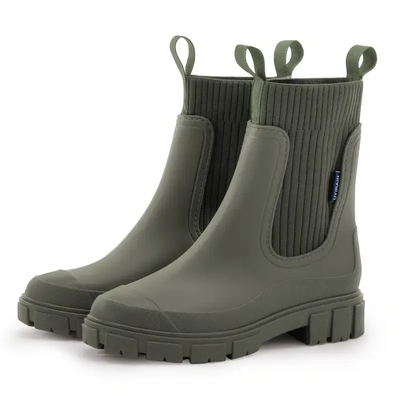 Women's Comfortable and Slip-Resistant Chelsea Rain Boots Versatile Outdoor Footwear