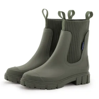 Women's Comfortable and Slip-Resistant Chelsea Rain Boots Versatile Outdoor Footwear