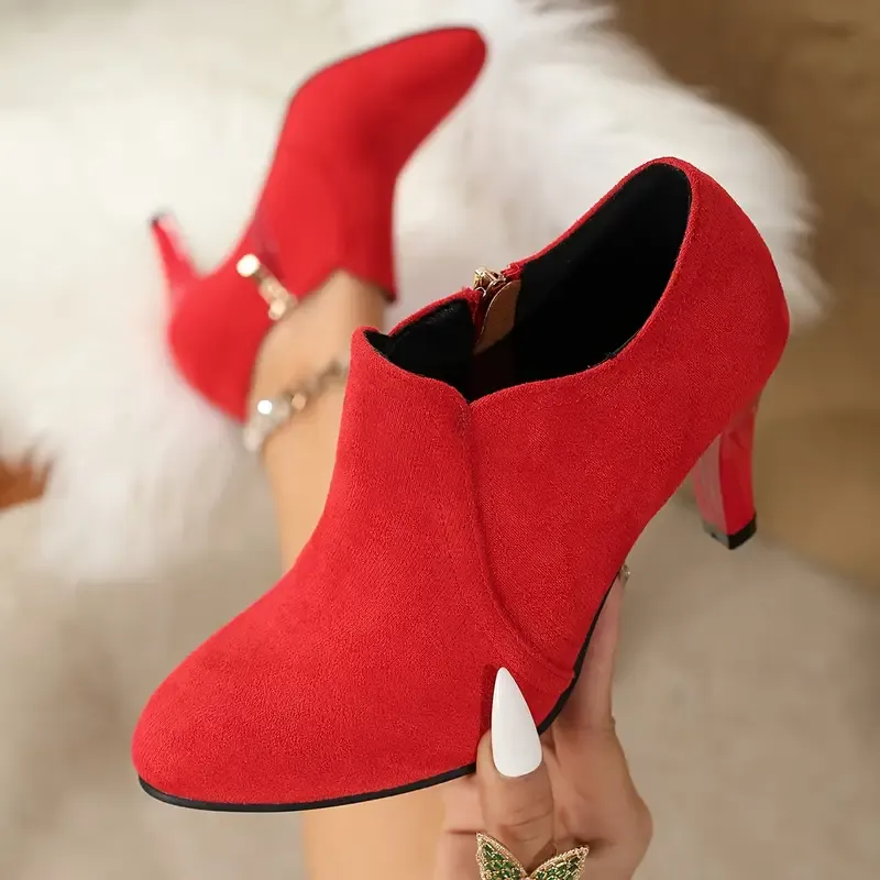Women's Fashion and Sexy Side Zipper High-heeled Shoes