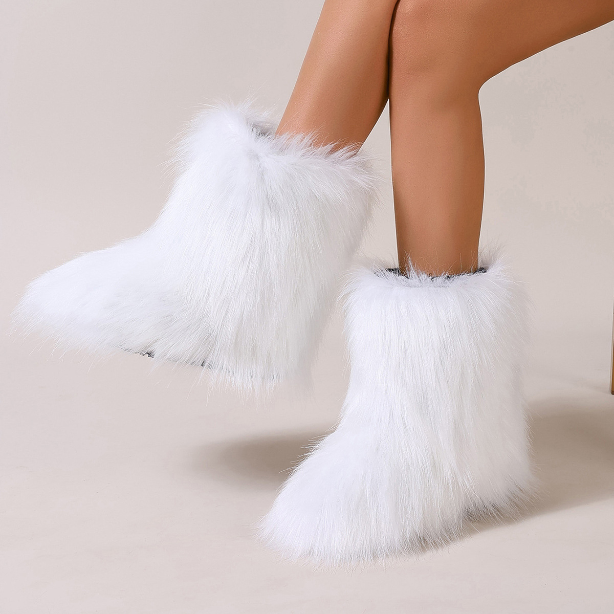 Women's Trendy Snow Boots, Fashion Faux Fur Mid Calf Boots, Women's Comfortable Boots
