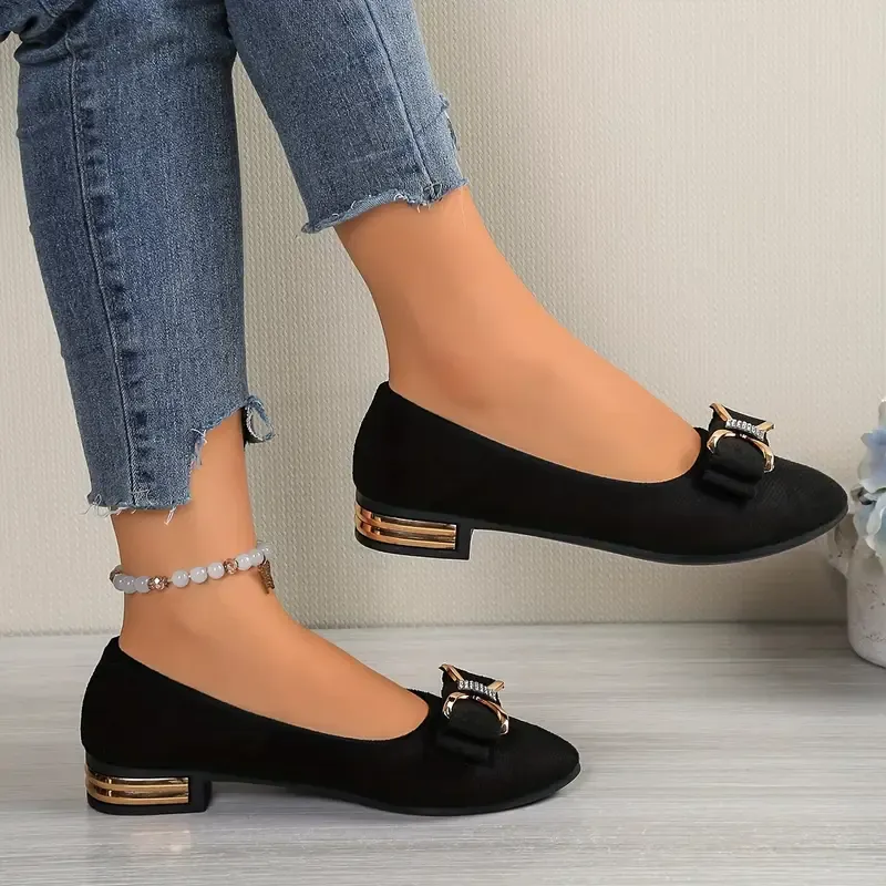 Women's Bow-Accented Lightweight & Versatile Elastic Fit Slip-On Loafers