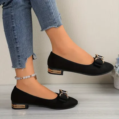 Women's Bow-Accented Lightweight & Versatile Elastic Fit Slip-On Loafers